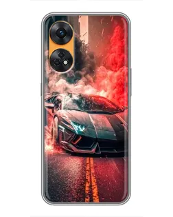Чехол для OPPO Reno 8T с картинкой «Lamborghini красный дым» Чехол для OPPO Reno 8T с картинкой «Lamborghini красный дым»