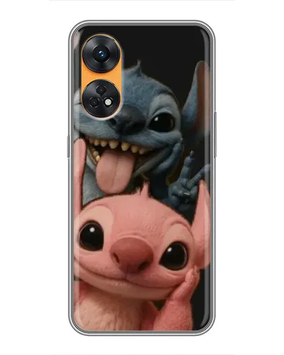 Чехол для OPPO Reno 8T с картинкой «Стич и Ангел»