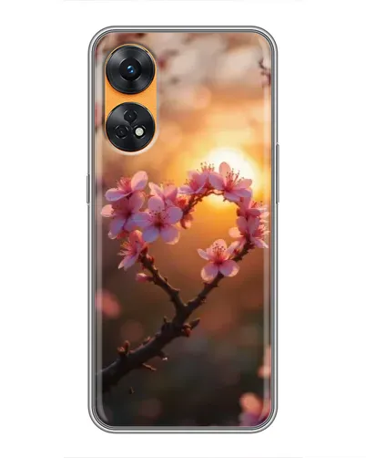 Чехол для OPPO Reno 8T с картинкой «Розовый цвет сердце на фоне заката» Чехол для OPPO Reno 8T с картинкой «Розовый цвет сердце на фоне заката»