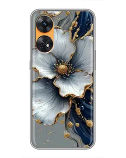 Чехол для OPPO Reno 8T с картинкой «Белый цветок и золотой флюид» Чехол для OPPO Reno 8T с картинкой «Белый цветок и золотой флюид»
