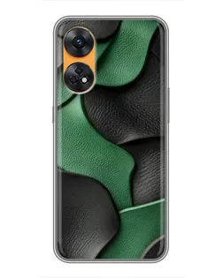 Чехол для OPPO Reno 8T с картинкой «Зеленые кожаные волны»