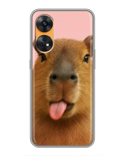 Чехол для OPPO Reno 8T с картинкой «Капибара с языком»