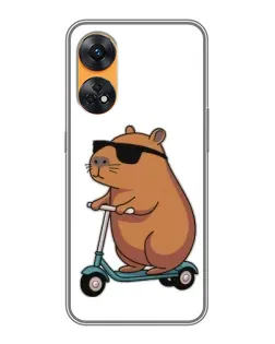 Чехол для OPPO Reno 8T с картинкой «Капибара на самокате»