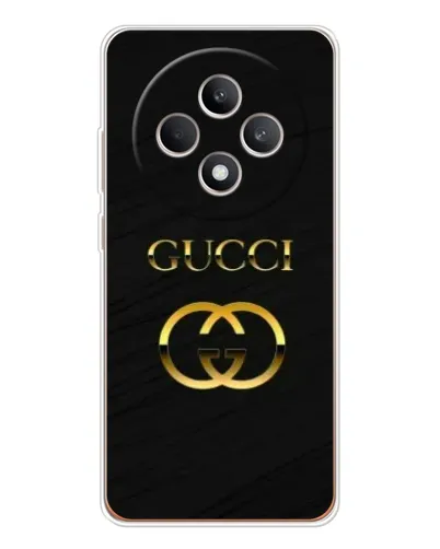 Чехол для OPPO Reno12 F с картинкой «Золотой логотип Gucci»