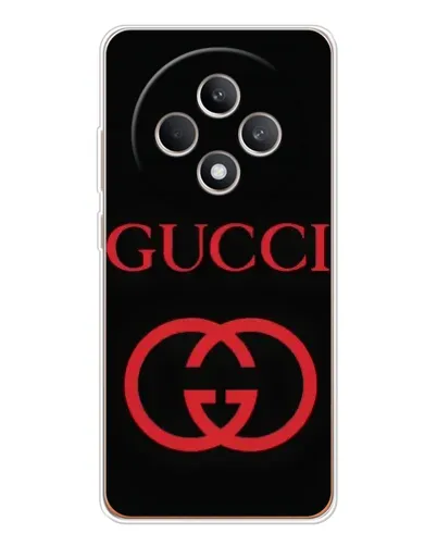 Чехол для OPPO Reno12 F с картинкой «Gucci — красный логотип»