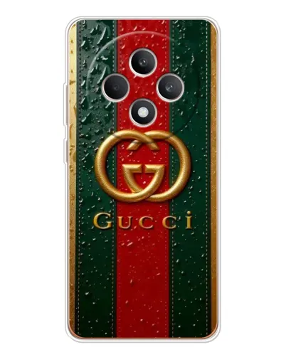 Чехол для OPPO Reno12 F с картинкой «Gucci — фирменная полоса и золото» Чехол для OPPO Reno12 F с картинкой «Gucci — фирменная полоса и золото»