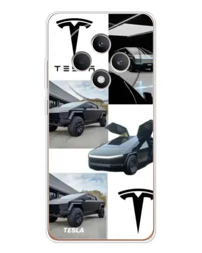 Чехол для OPPO Reno12 F с картинкой «Коллаж Cybertruck Tesla»