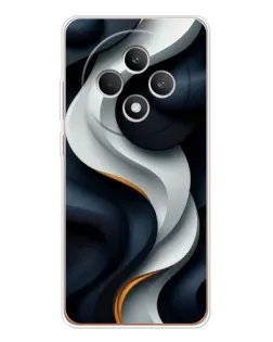 Чехол для OPPO Reno12 F с картинкой «Объемные черно-белые ленты»