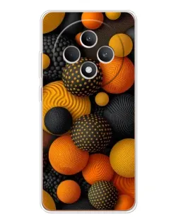 Чехол для OPPO Reno12 F с картинкой «Объемные оранжевые сферы»