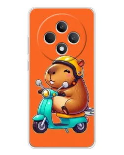 Чехол для OPPO Reno12 F с картинкой «Капибара на скутере»