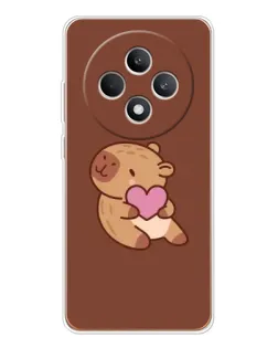 Чехол для OPPO Reno12 F с картинкой «Капибара с сердцем»