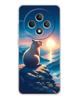 Чехол для OPPO Reno12 F с картинкой «Закат солнца с капибарой»