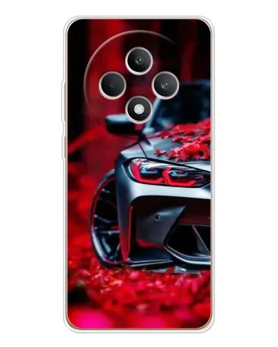 Чехол для OPPO Reno12 FS с картинкой «Спортивная BMW и цветы»