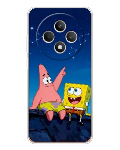 Чехол для OPPO Reno12 FS с картинкой «Губка Боб и Патрик ночью»