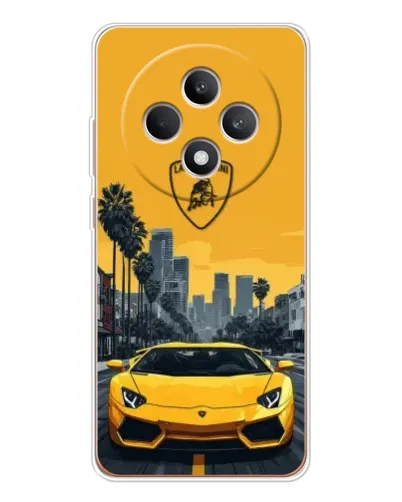 Чехол для OPPO Reno12 FS с картинкой «Желтый Lamborghini город»