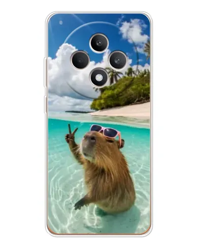 Чехол для OPPO Reno12 FS с картинкой «Капибара на море»