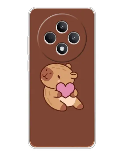 Чехол для OPPO Reno12 FS с картинкой «Капибара с сердцем»