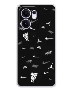 Чехол для OPPO Reno13 F с картинкой «Nike Black Pattern» Чехол для OPPO Reno13 F с картинкой «Nike Black Pattern»