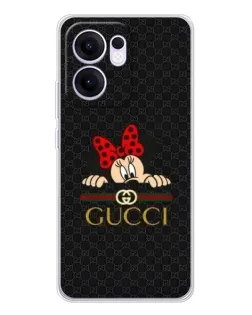 Чехол для OPPO Reno13 F с картинкой «Минни Маус Gucci — черный»