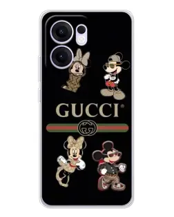 Чехол для OPPO Reno13 F с картинкой «Gucci — герои Disney и монограмма»