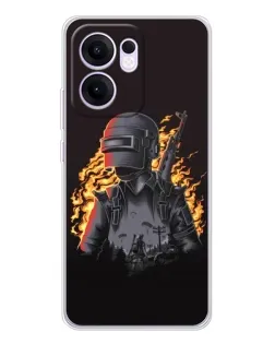 Чехол для OPPO Reno13 F с картинкой «PUBG — огненный силуэт»