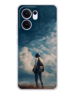 Чехол для OPPO Reno13 F с картинкой «Герой PUBG на скале»