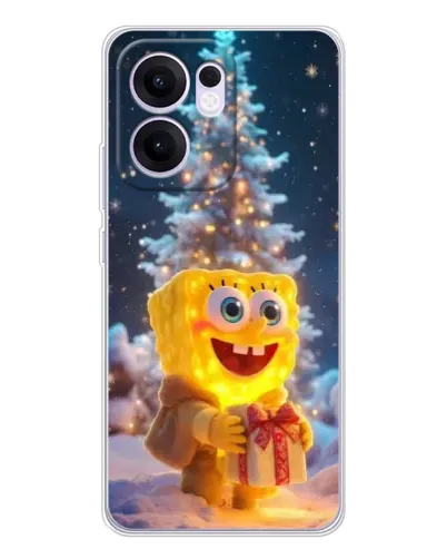 Чехол для OPPO Reno13 F с картинкой «Рождественский Спанч Боб»