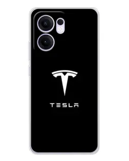 Чехол для OPPO Reno13 F с картинкой «Tesla White Logo»
