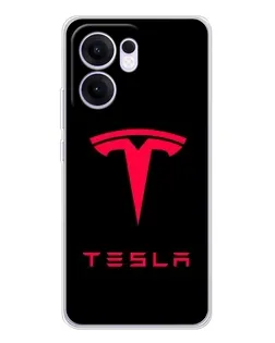Чехол для OPPO Reno13 F с картинкой «Tesla Red Logo»