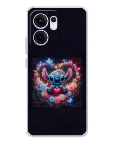 Чехол для OPPO Reno13 F с картинкой «Stitch в цветах»