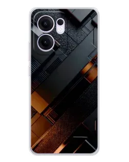 Чехол для OPPO Reno13 F с картинкой «Черные геометрические блоки»