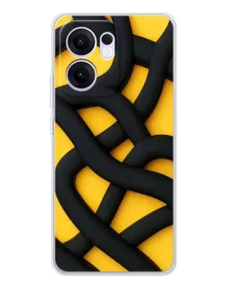 Чехол для OPPO Reno13 F с картинкой «Черное желтое переплетение»