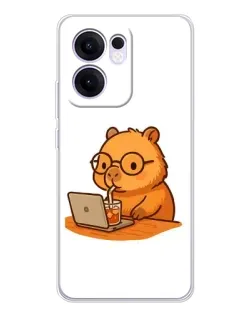 Чехол для OPPO Reno13 F с картинкой «Капибара с ноутбуком»