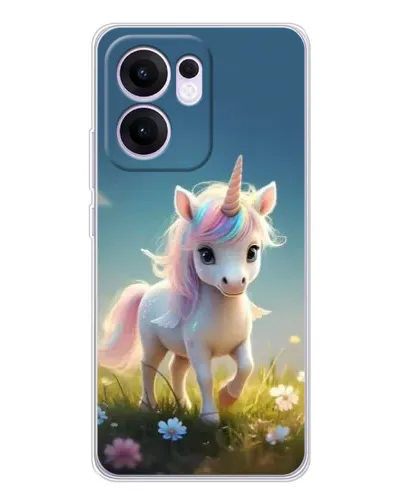 Чехол для OPPO Reno 13 FS 5G с картинкой «Единорог на поляне»