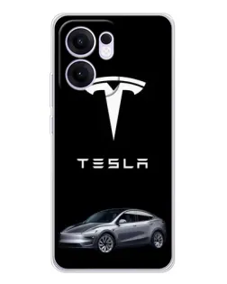 Чехол для OPPO Reno 13 FS 5G с картинкой «Tesla Model Y»