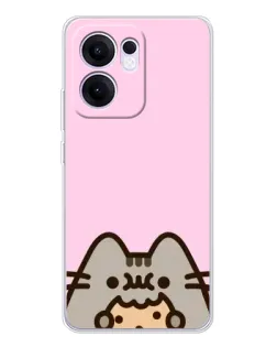 Чехол для OPPO Reno 13 FS 5G с картинкой «Pusheen и печенье»