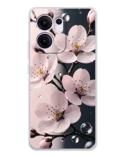 Чехол для OPPO Reno 13 FS 5G с картинкой «Нежная сакура и капли» Чехол для OPPO Reno 13 FS 5G с картинкой «Нежная сакура и капли»