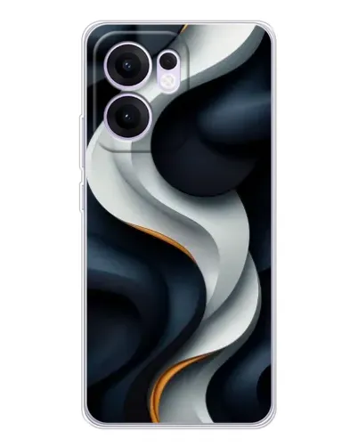Чехол для OPPO Reno 13 FS 5G с картинкой «Объемные черно-белые ленты» Чехол для OPPO Reno 13 FS 5G с картинкой «Объемные черно-белые ленты»