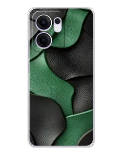 Чехол для OPPO Reno 13 FS 5G с картинкой «Зеленые кожаные волны»