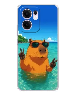 Чехол для OPPO Reno 13 FS 5G с картинкой «Морская капибара»