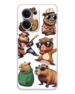 Чехол для OPPO Reno 13 FS 5G с картинкой «Крутые капибары музыканты»