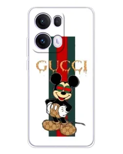 Чехол для OPPO Reno13 Pro с картинкой «Микки Маус Gucci — полосы»