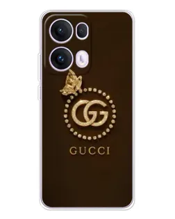 Чехол для OPPO Reno13 Pro с картинкой «Gucci — золотая бабочка»