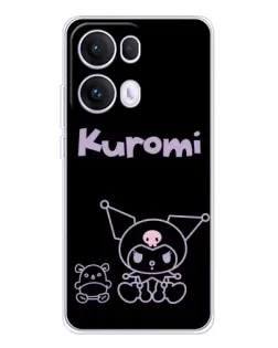Чехол для OPPO Reno13 Pro с картинкой «Kuromi — черный минимализм»