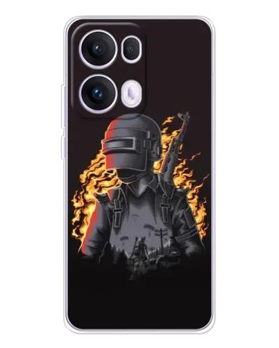 Чехол для OPPO Reno13 Pro с картинкой «PUBG — огненный силуэт» Чехол для OPPO Reno13 Pro с картинкой «PUBG — огненный силуэт»