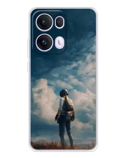 Чехол для OPPO Reno13 Pro с картинкой «Герой PUBG на скале»