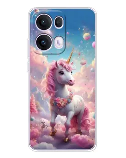 Чехол для OPPO Reno13 Pro с картинкой «Единорог среди облаков»