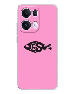 Чехол для OPPO Reno13 Pro с картинкой «Розовый символ  Jesus»