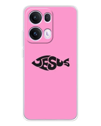 Чехол для OPPO Reno13 Pro с картинкой «Розовый символ  Jesus»