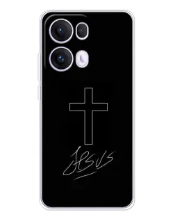 Чехол для OPPO Reno13 Pro с картинкой «Графический крест Jesus» Чехол для OPPO Reno13 Pro с картинкой «Графический крест Jesus»